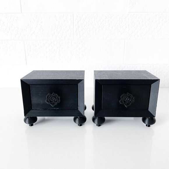 Miniature Barbie Nightstands (Set of 2) Black Dollhouse Furniture - Picture 2 of 6